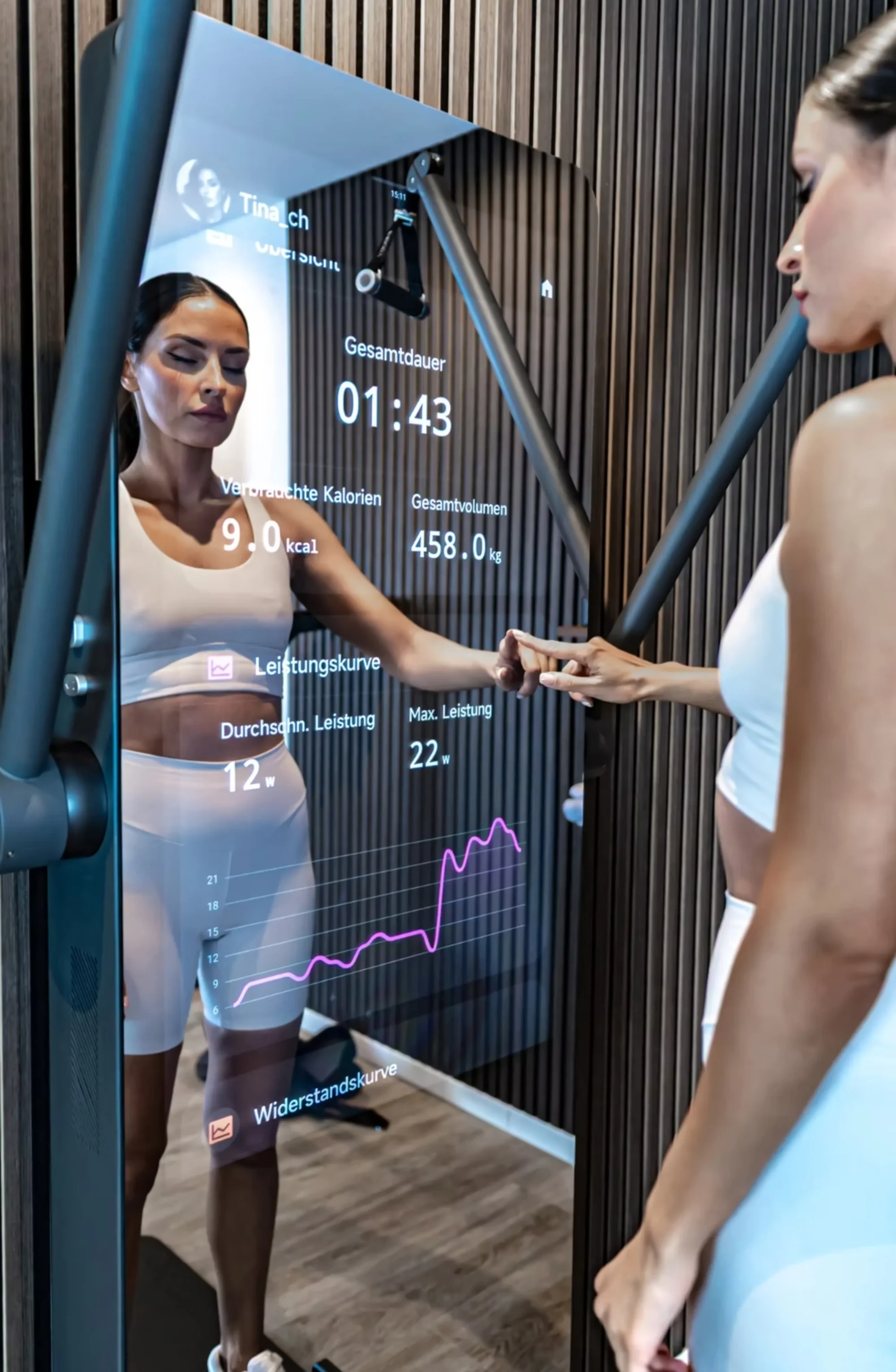 Trainen met live statistieken op de spiegel